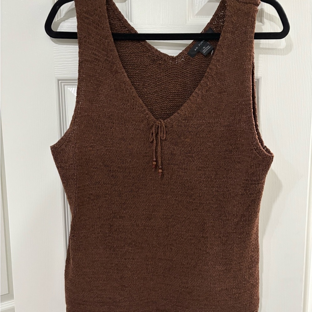 As Fusion Brown Knit Sleeveless Top